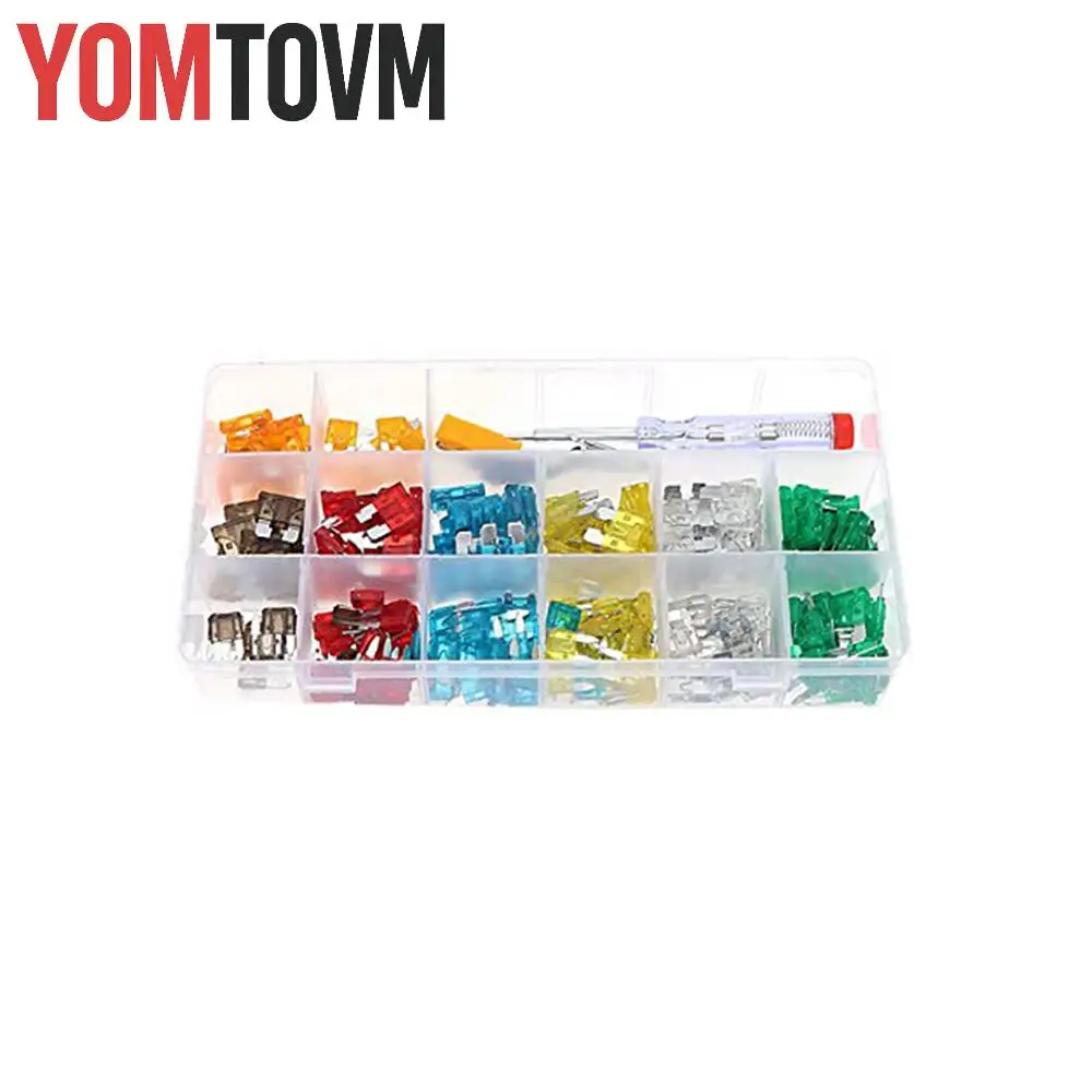 

220 шт./компл., 5A, 7,5A, 10A, 15A, 20A, 25A, 30A, набор автомобильных предохранителей, набор лезвий, автогрузовик, автомобильный