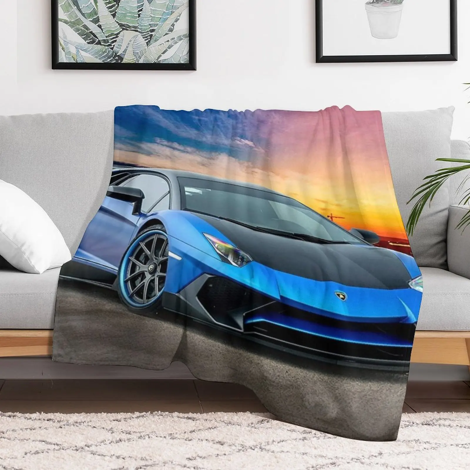 Lambo Aventador Sport Car Throw Blanket wednesday funny gift Moving Blankets