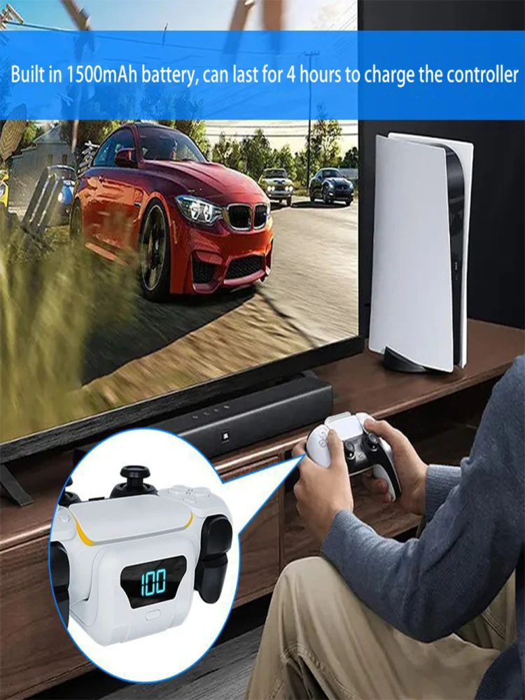 Ładowarka do konsoli do gier o pojemności 1500 mah Wyświetlacz LED Akumulator Zacisk z tyłu Konstrukcja Miłośnicy gier Akcesoria do konsoli do gier — 2