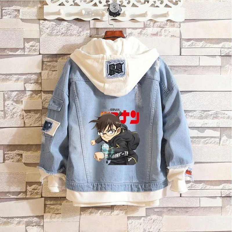 Detective Conan anime cartoon kawaii children Kudo Shinichi hooded coat autumn and winter creative personalized clothes gifts