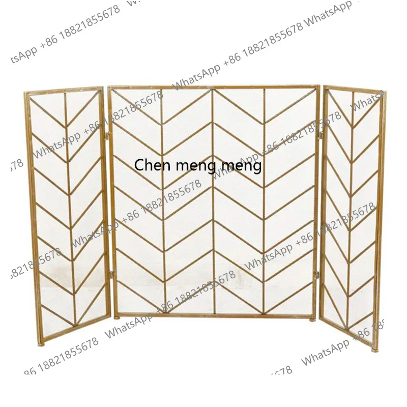 Simple European gold black household floor-to-ceiling three-fold fireplace screen partition fireplace decorative door hollow