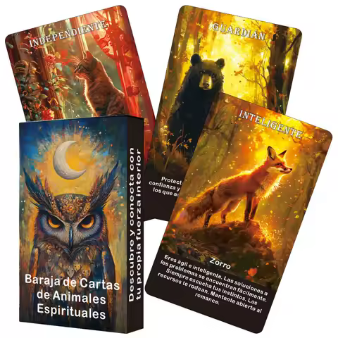 Spanish Animals Tarot Deck, Spirit Animals Oracle Cards, Animals Message Oracle Deck, 12x7cm Cards, 52-Cards