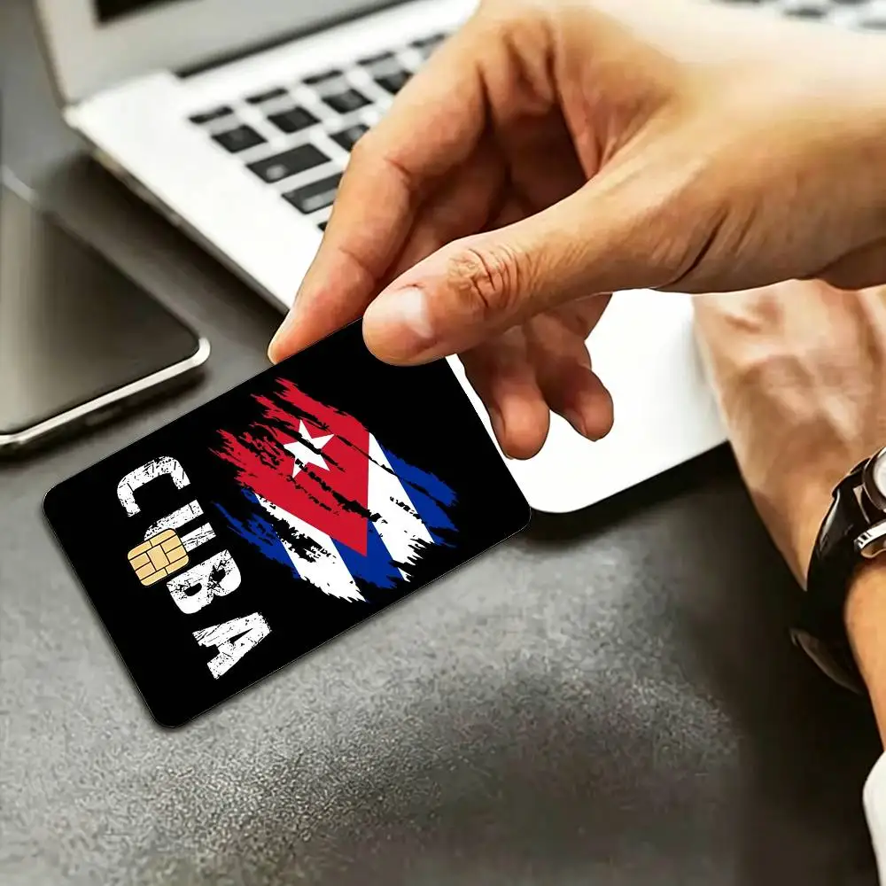 Flag Cuba HD Waterproof Credit Card Stickers Silicone Decals For Chip Game Cards Gift