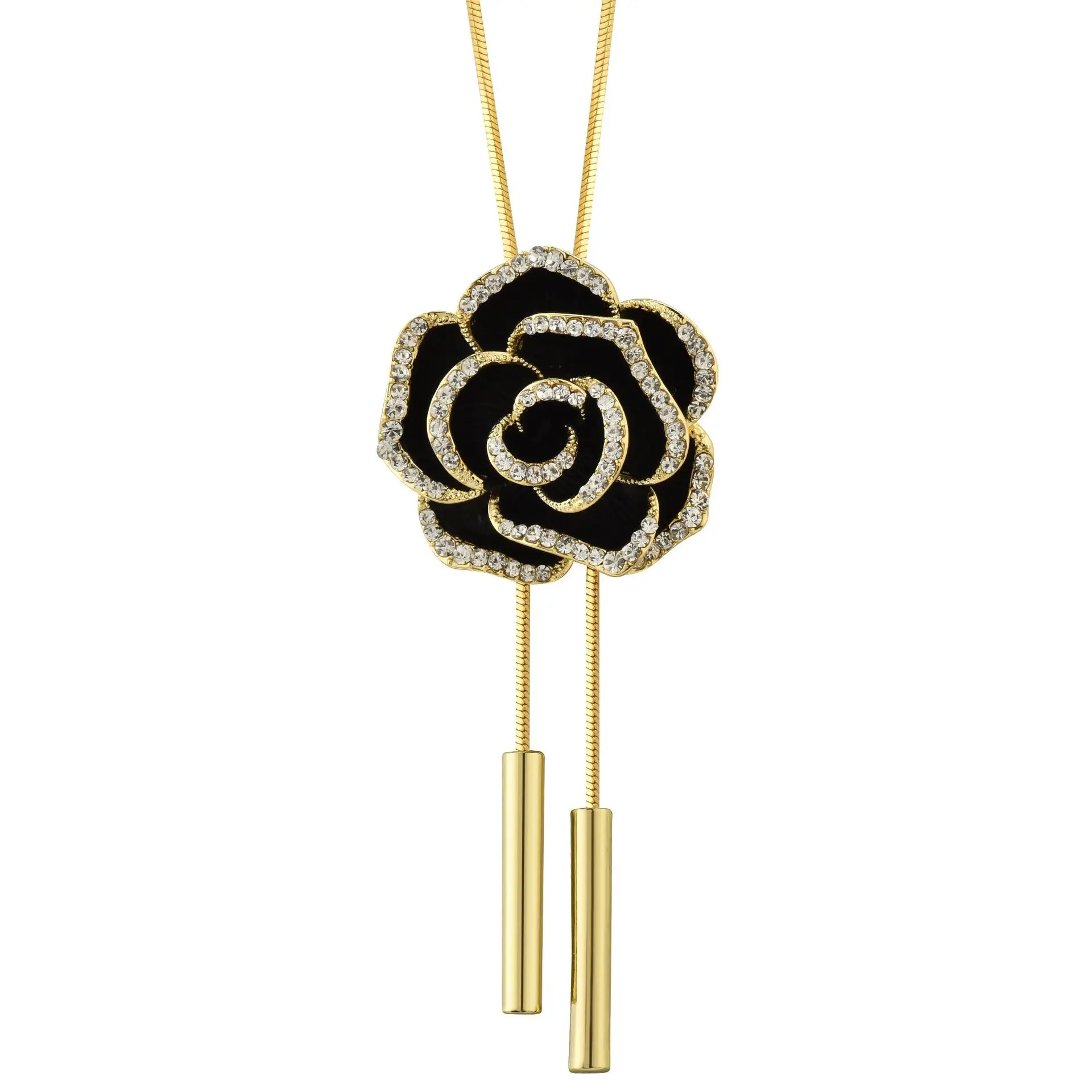 

Two rose sweater chains, a versatile and elegant long corsage necklace for ladies