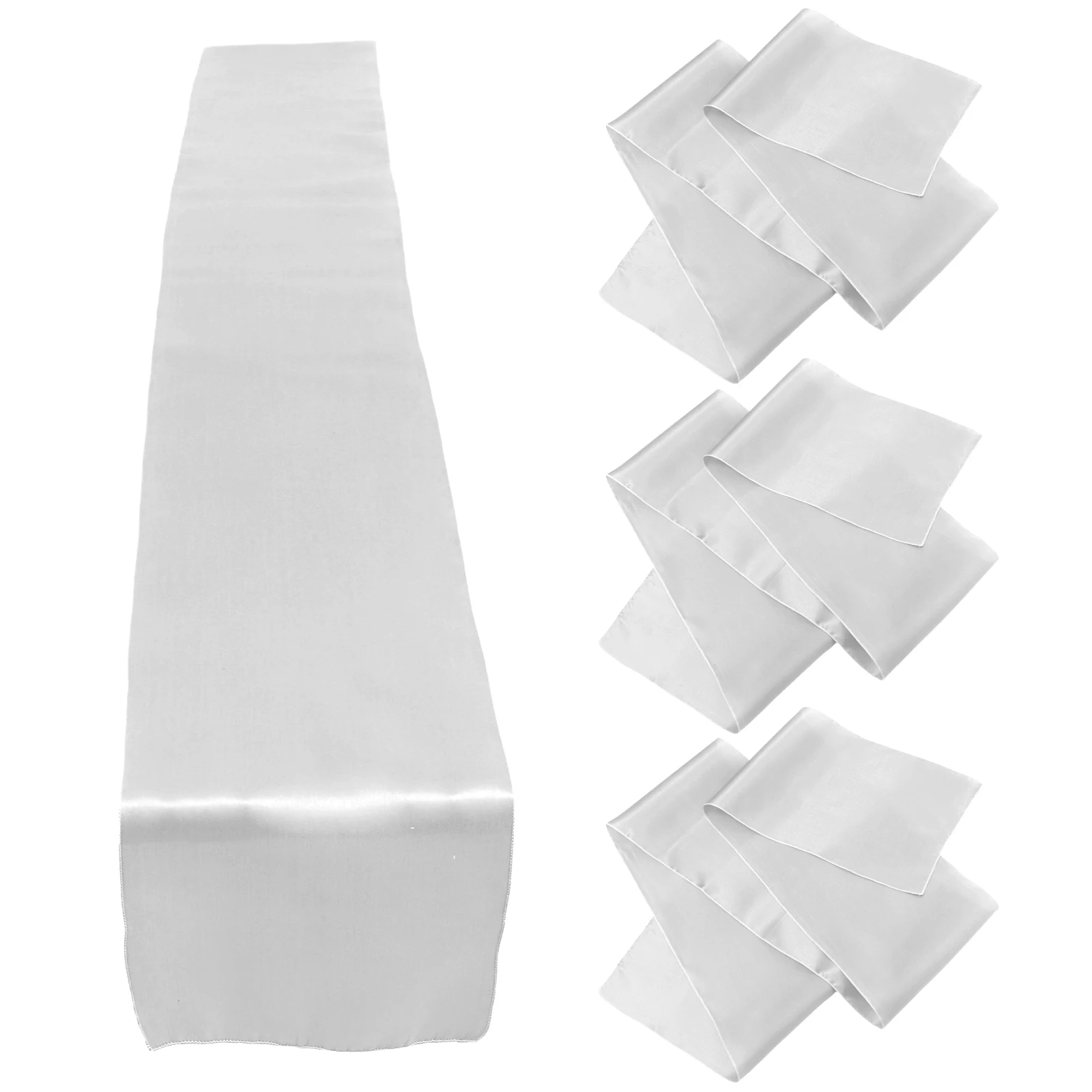 

4pcs Satin Runner Wedding Tablecloth Solid Color Smooth Fabric Festive Party Tablecloth Decorative Home Table Runner Easy Clean