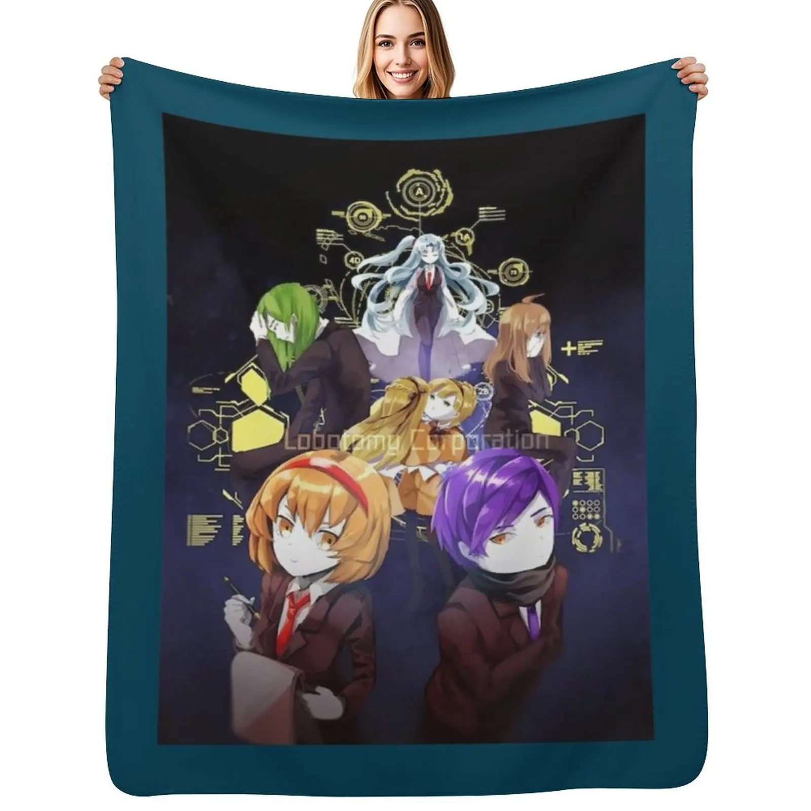 

Aesthetic kawaii Lobotomy Corporation Throw Blanket Flannel Fabric Designers Sofa Throw Plaid Blankets