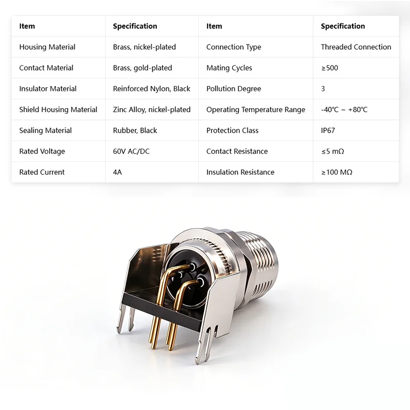 M8 3 4 6 8 Pin Front/Back Panel Aviation Plug Straight/Elbow A-type Flange Seat Male Female Direct Plug-in PCB Board Connector