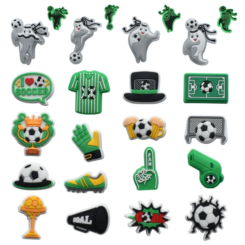 Hot Sale 1pcs PVC Shoe Charm for Crocs Football  Badge Women Sandals Buckle Kids Pins Men Decoration Jeans ﻿Boy Girl Party