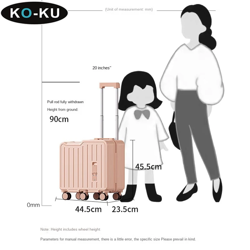 KO-KU 2024 New 20Inch Children Boarding Box can Sit and Ride Trolley Case Folding Foot Six Wheels Suitcase Mute Universal Wheels