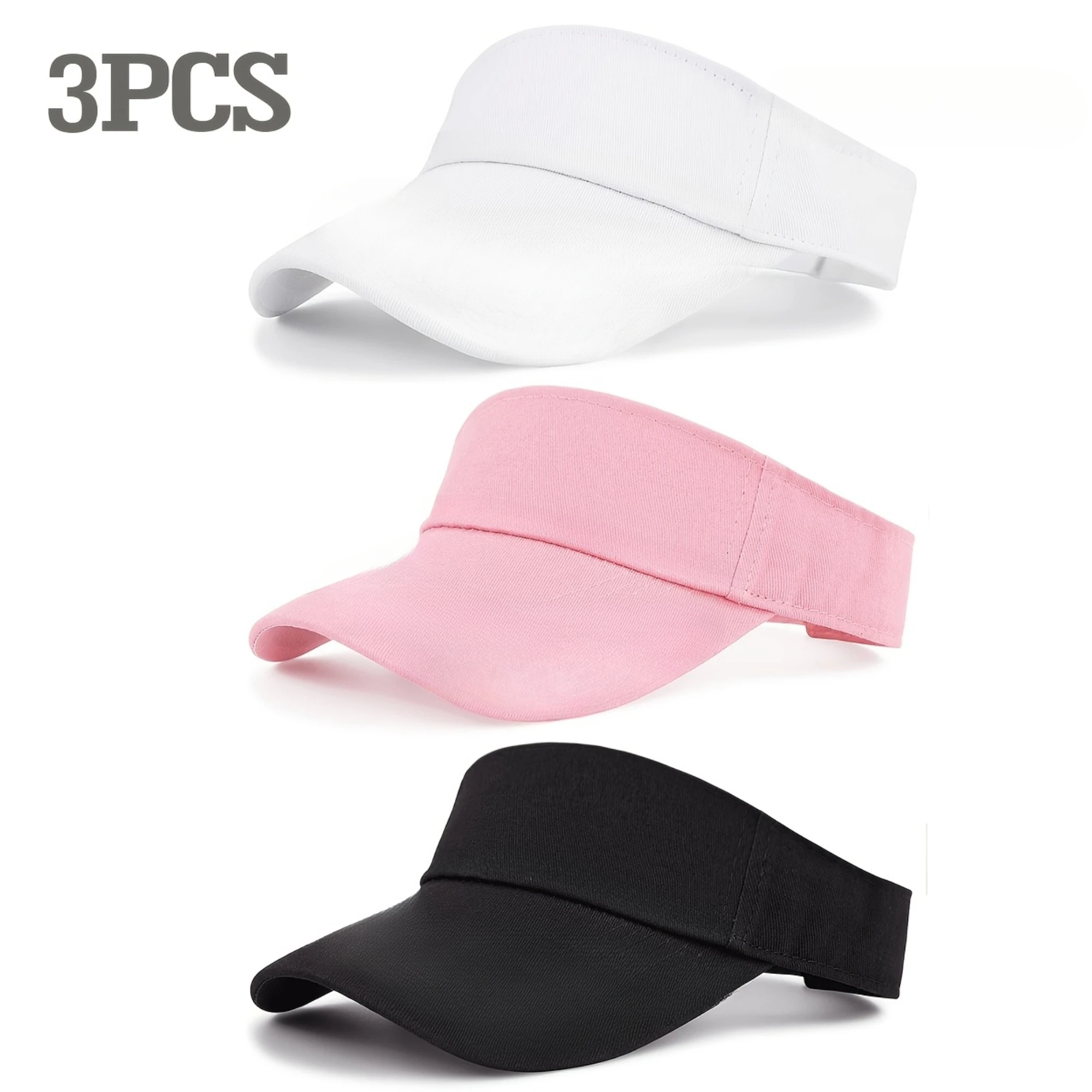 3-Pack Unisex Minimalist Open-Top Hats: Adjustable, Solid-color Casual Sun Hats Perfect for Everyday Wear in Spring