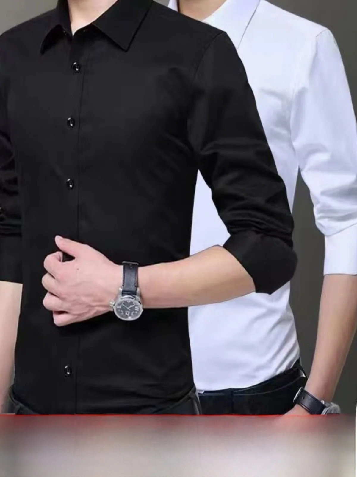 

Long Sve Slim Fit Casual irt Мужские белые большие размеры Busin Formal Youth Pure Color irt Износостойкие Faion Ci S...