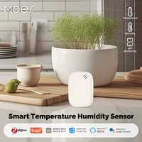 MOES Zigbee Smart Temperature Humidity Sensor, Indoor Hygrometer with Tuya APP, Works with Alexa Google Home, Battery Powered