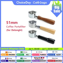 51mm Coffee Bottomless Portafilter Wood Handle for Delonghi Dedica EC680 EC685 Replacement Filter Basket Barista Accessories