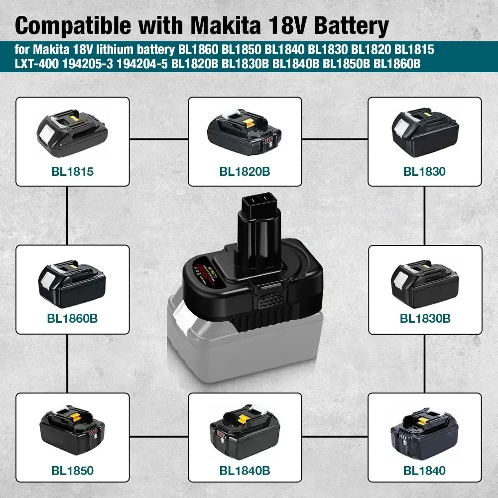 محول البطارية لماكيتا 18 فولت ليثيوم لديوالت 12 فولت-14.4 فولت ni-mh بطارية أدوات كهربائية التدريبات MT18DC12 محول البطارية محول
