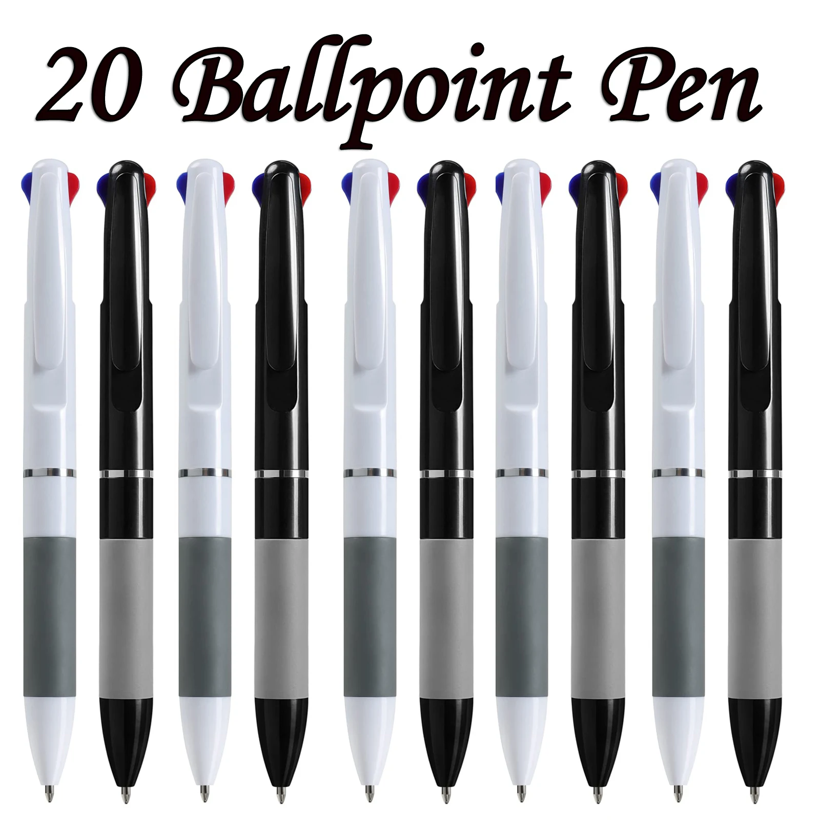 20Pcs 3 Colors Ink in 1 Press Ballpoint Pen 0.7mm Classic Office& School Accessories Pens Stationery