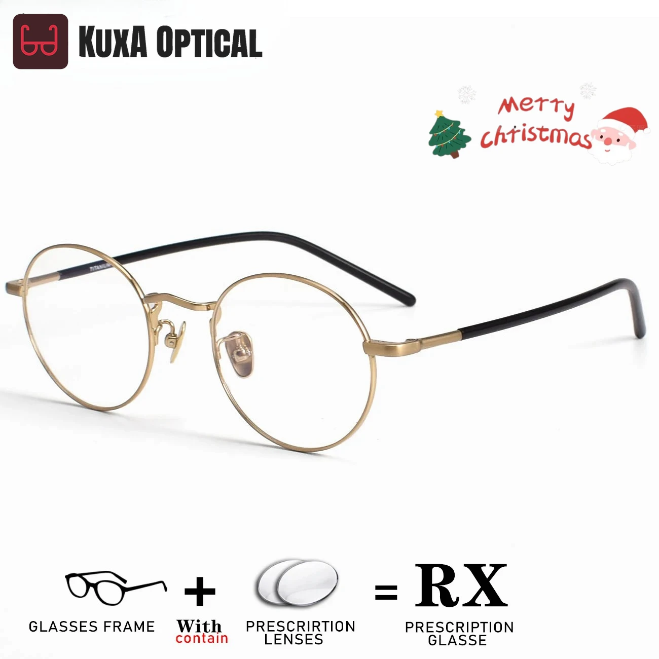 

KUXA Pure Titanium Men Round Prescription Glasses Optical Myopia Progressive Clear Correct Eye Vision Anti UV Lenses Eyewear