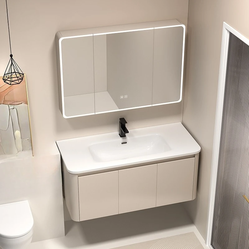 

Modern Smart Bathroom Cabinet Honeycomb Aluminum Toilet Washbasin Cabinet Combination Integrated Ceramic Washbasin Washing Table