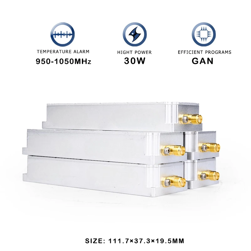 30W 950-1050MHz 900MHz Module VCO Source UAV PA Signal System GaN Defence Anti-Drone Power Amplifier Module Blocking RF Jamming