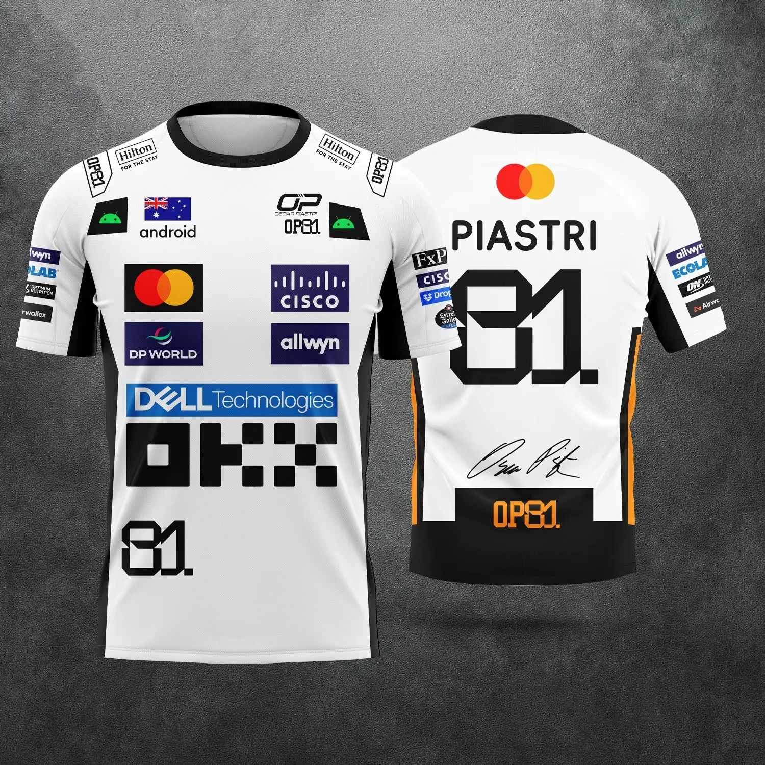 26/27 Oscar Piastri, la famille # Maillot de course à manches courtes avec motif graphique, séchage rapide, respirant, léger, pour les fans adultes.