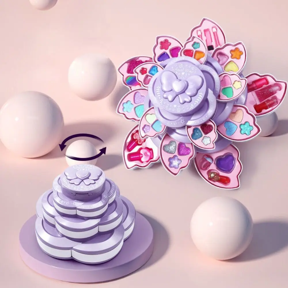 con sombras de ojos pigmentadas, juego de maquillaje de flores, cremas de labios, rubores, Kit de cosméticos para niños, lápiz labial mate, corrector y espejo