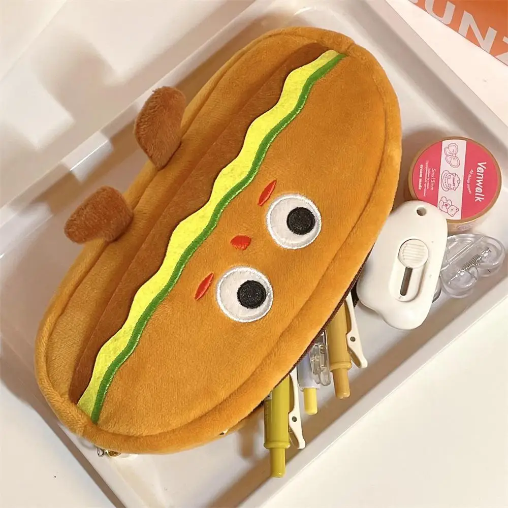 Fun Emotion Burger Bun Pencil Case Organizador Bags Student Back to School Stationery School Supplies Girl Gifts Cosmetic Bag 가방