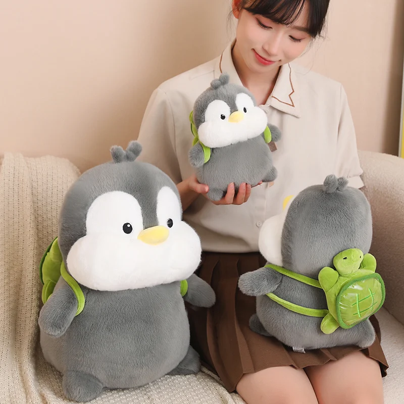 Creative Vegetable Headgear Penguin Plush Toy Kawaii Stuffed Animal Cartoon Duck Wear Turtle Backpack Doll for Girl Lovers Gifts