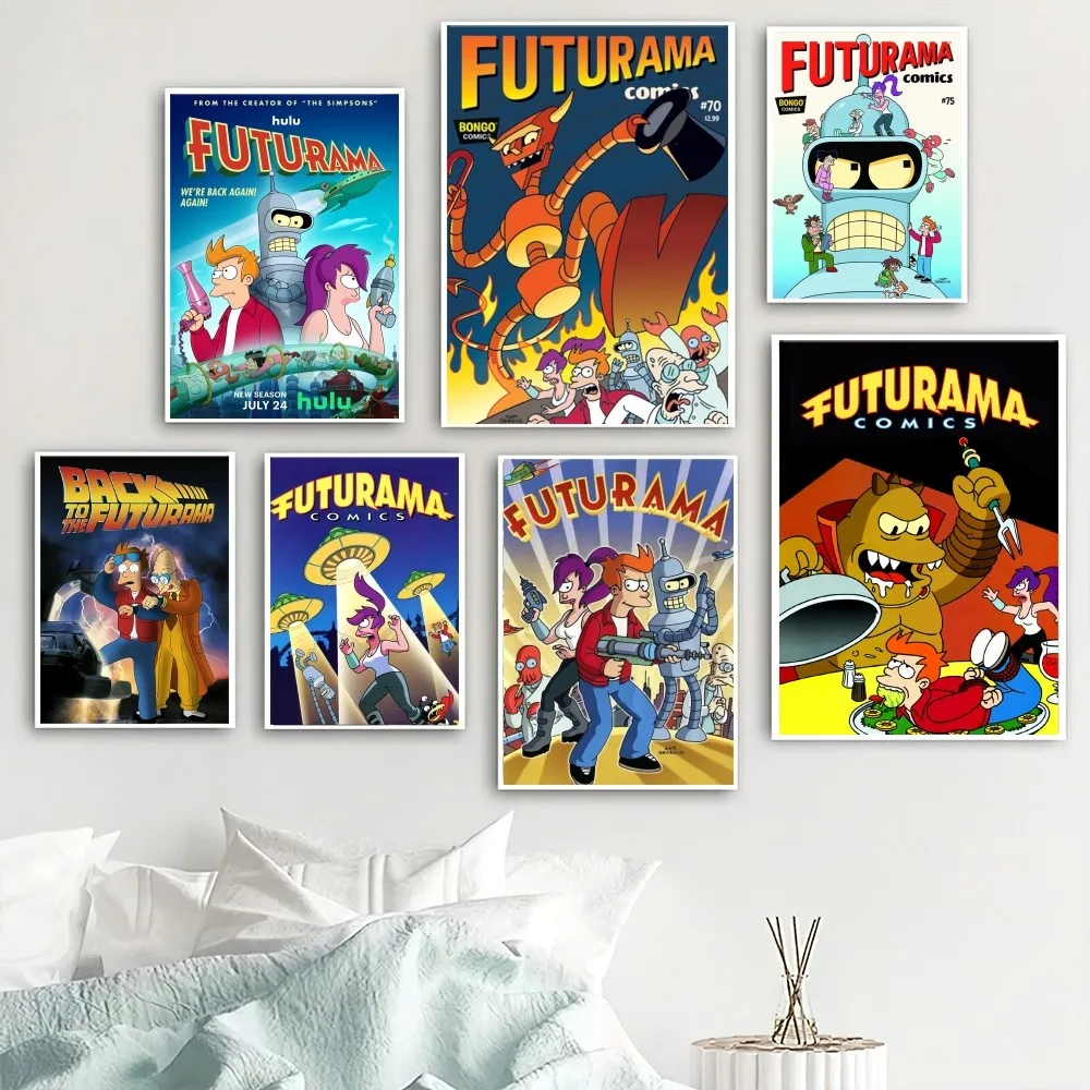 Cartoon F-Futurama Poster Home Room Decor Livingroom Bedroom Aesthetic Art Wall Painting Stickers