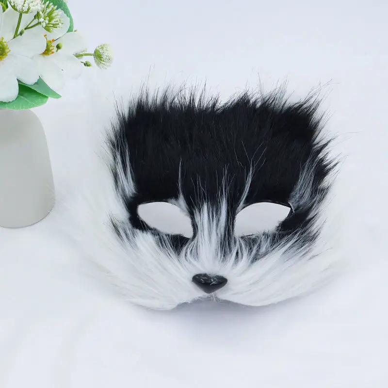 Masque de masade de renard en peluche pour femme, Rhsexy, mascarnaval, Halloween, Noël, cosplay, habillage, amoureux, date, noir, blanc, mignon