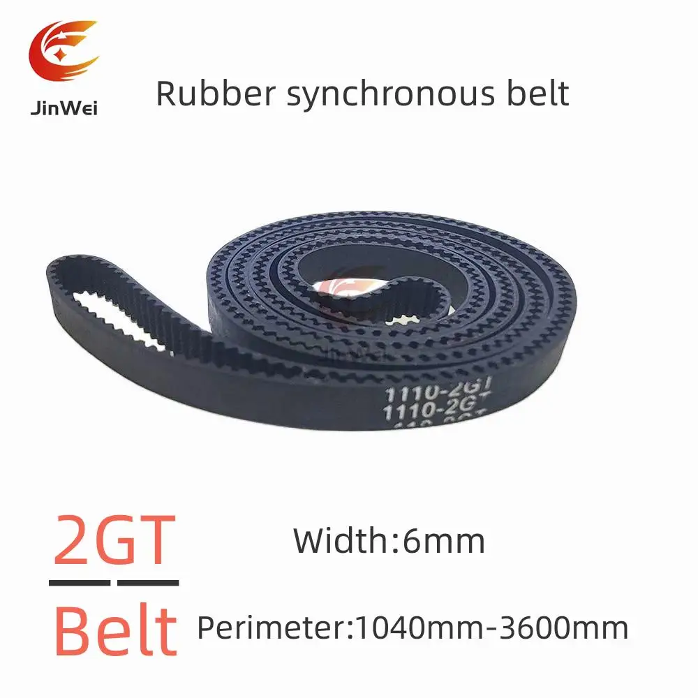 2GT GT2 Width:6mm  High-Quality Rubber Closed-Loop Timing Belt, Belt Circumference 1040mm-3600mm, Used For 3D Printers