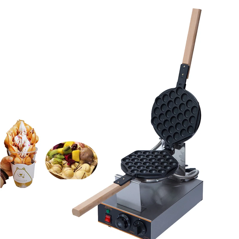 Commercial Rotating Bubble Waffle Making Machine Non-Stick Cooking Electric Egg Waffle Maker