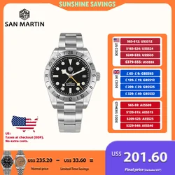 San Martin 39mm BB GMT Watch NH34 Automatic Wristwatch Man Date BGW-X1 Luminous Montre Homme Waterproof 10Bar Sapphire SN0054E