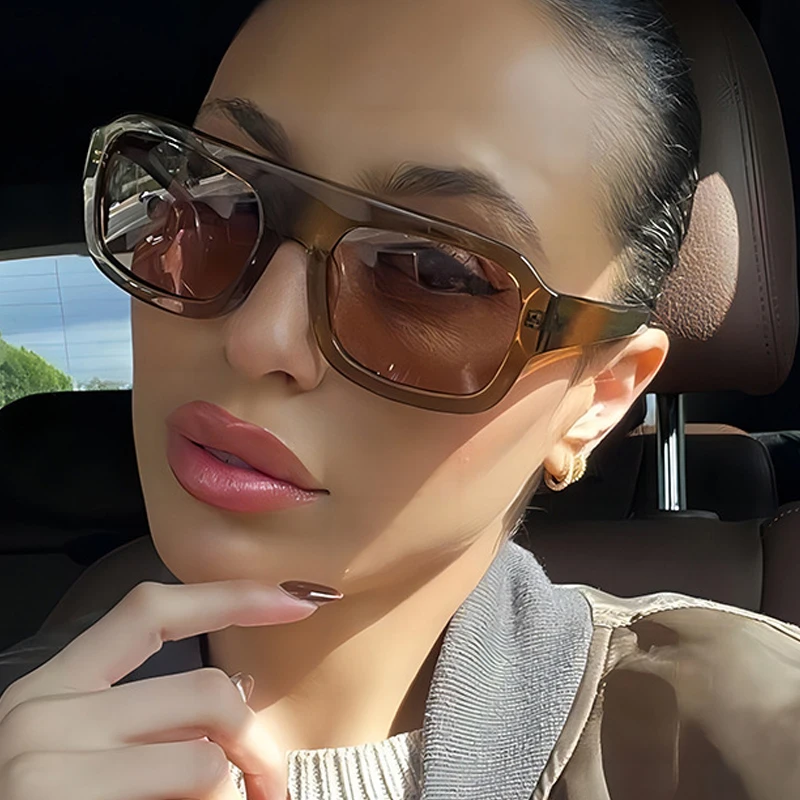 So & ei-男性と女性のためのレトロなグラデーションスクエアサングラスパンクシェード、キャンディーカラー、UV400、ファッション