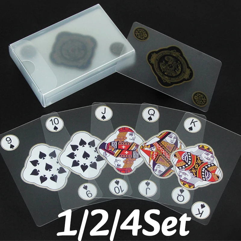 

1/2/4 компл. водонепроницаемые прозрачные игральные карты из ПВХ, уникальные пластиковые карты для путешествий, вечеринок, карточные игры, креативные прочные покерные карты