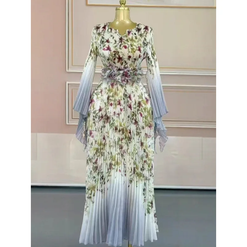 design rican Campana in vita piegata Sve Dr Decorazione floreale 3D Vita alta Materiale in velluto Lungo Sve Uso universale