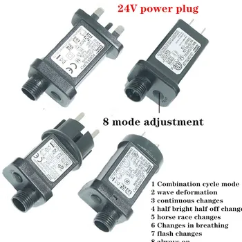 LED พลังงานแสงอาทิตย์ String Light Power Transformer กันน้ํากลางแจ้ง Holiday Light In-Line สวิทช์อะแดปเตอร์ EU US AU UK