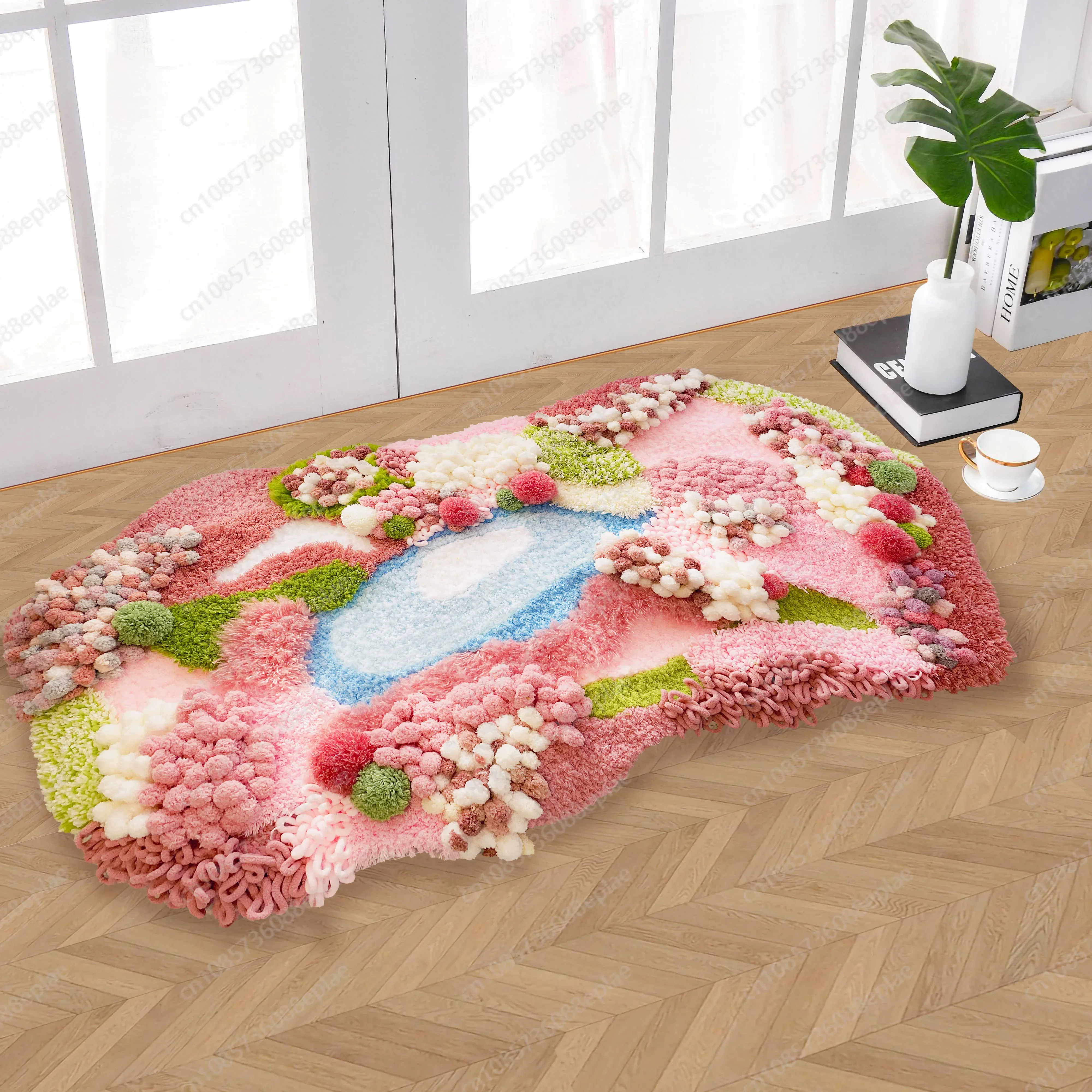 

(Только пакет материалов) Ковер из мха, посылка из материала «сделай сам», подарок ручной работы, домашний ковер, прикроватная тумбочка для спальни, гостиной, 130 × 75 см