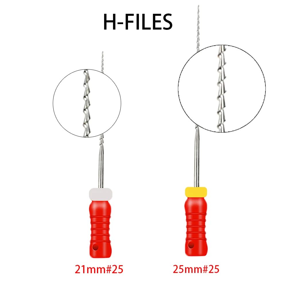 JUMTOP 6Pcs Dental H File 21mm/25mm Hand Use Files Root Cannal Endo Files Stainless Steel Endodontic Instruments