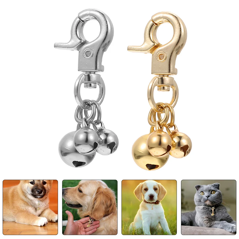 

2Pcs Pet Pendant Bell Dog Cat Collar Charms Durable Material Crisp Sound Easy Clip on Adjustable Position Cat Collar Charms