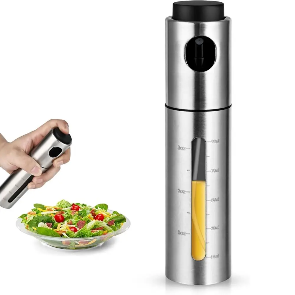 

304 Stainless Steel Oil Spray Bottle for Cooking Multi-Purpose One-Handed Use Olive Oil Sprayer Kitchen Seasoning Bottle