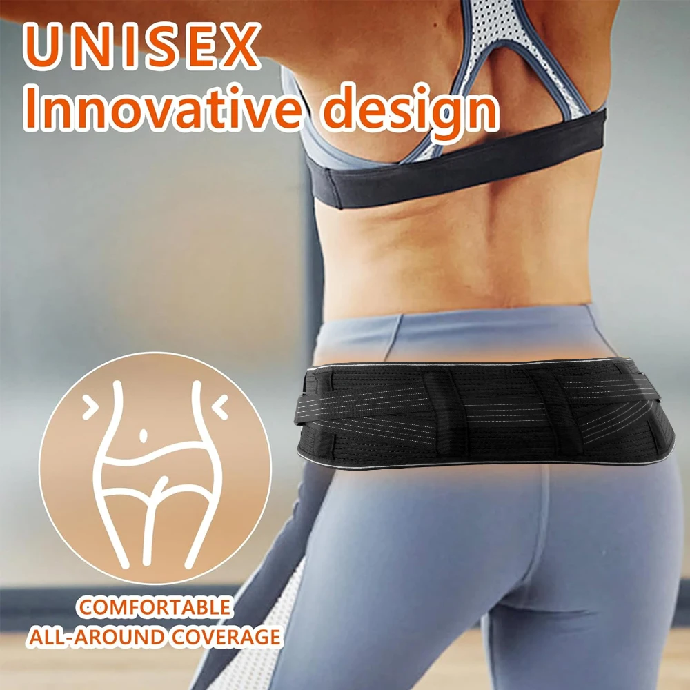 Lightweight Back Brace Men Women Under Uniform, Lower Back Pain Relief, Breathable Mesh with Adjustable Stapes for Back Stress