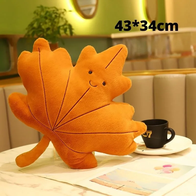 New Leaves Plush Pillow Kawaii Maple Leaf Ginkgo Leaf Green Leaf Plush Dolls Stuffed Soft Plant Cushion for Home Sofa Decor (B)