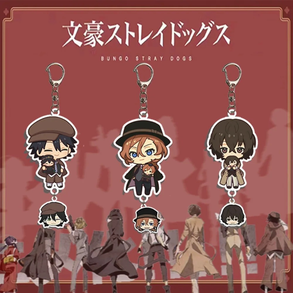 Anime Bungou Stray Dogs Acrylic Keychain Atsushi Nakajima Dazai Double Sides Keyring Backpack Accessories Gift Fans Collection