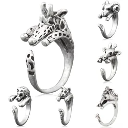 5 Style Giraffe & Goat & Horse & Lion & Leopard Shape Ringa for Women Midi Finger Vintage Retro Animal Ring Girls Ring Jewelry
