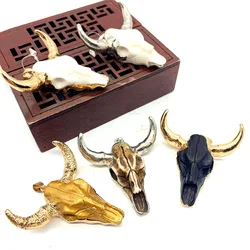 Fashion Resin Retro Ethnic Bull Skull Ox Bone Pendant Acrylic Pendant Color Suitable for DIY Jewelry Making Necklace 45x46mm