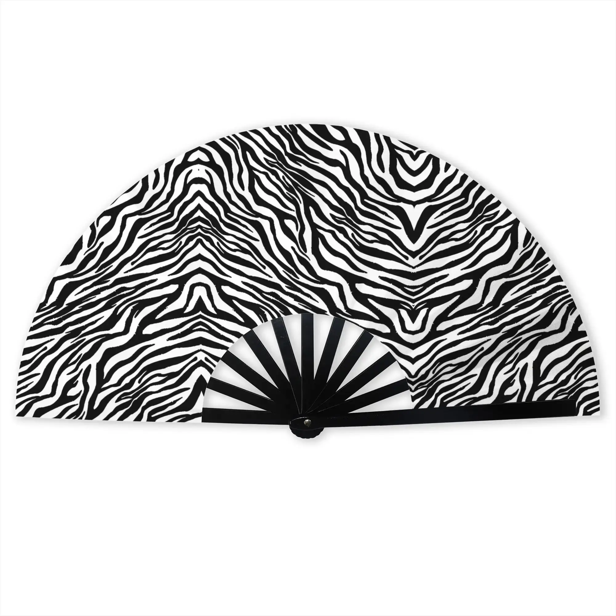 Black White Zebra Stripes Traditional Folding Fan Oriental Art  High-Quality Fans Gift Elegant Decorative Hand Fan