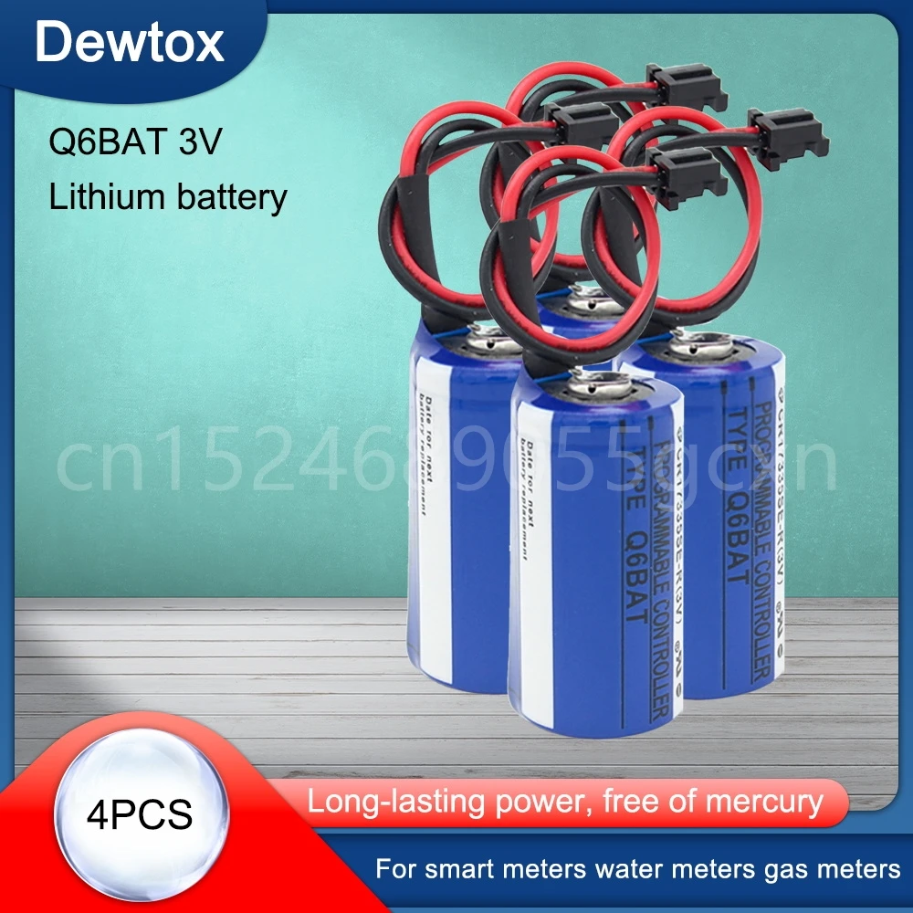 

4pcs 3V 1800mAh Q6BAT CR17335 ER2/3A PLC Lithium Battery with Plug for Mitsubishi Backup Power CR17335SE-R Industrial Battery