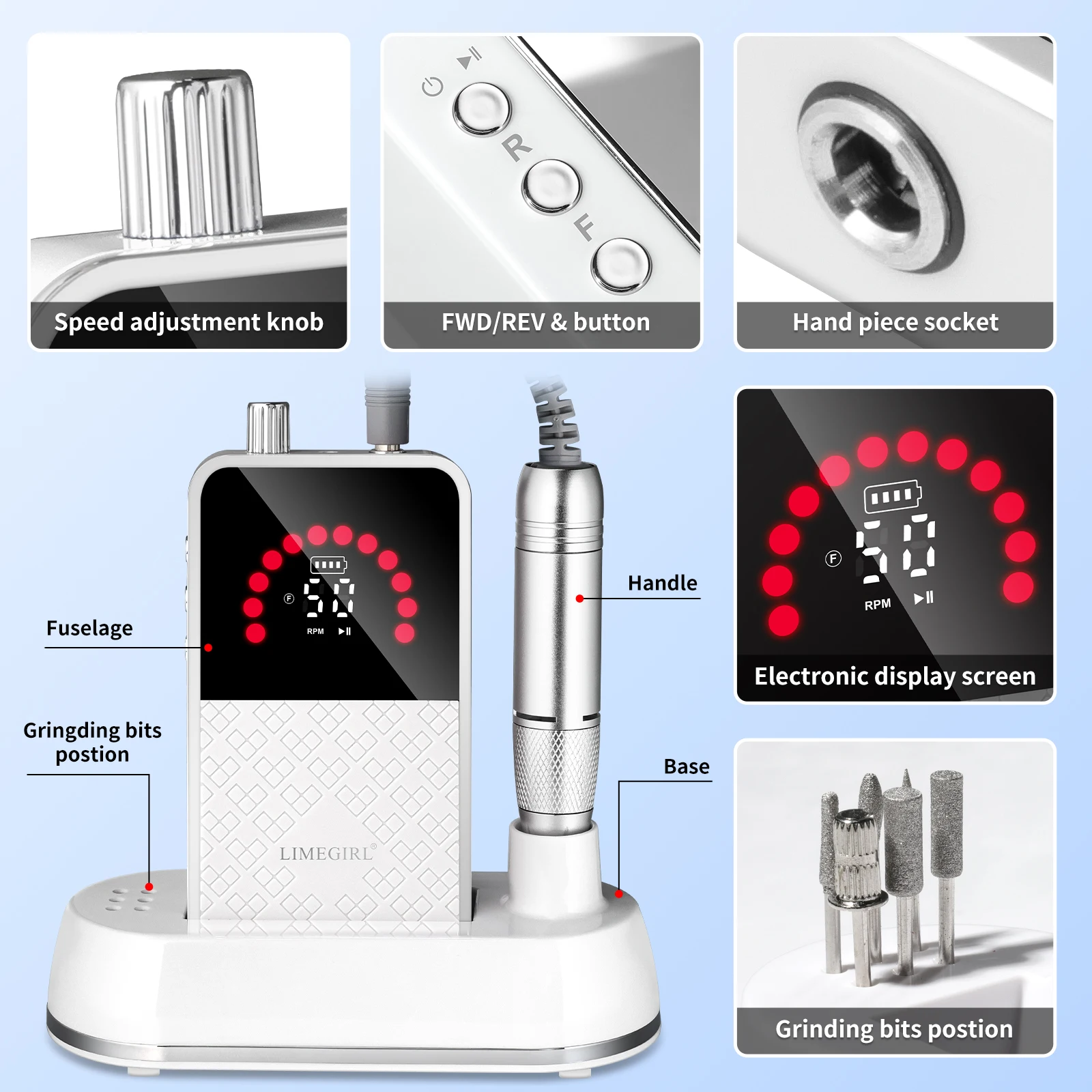 Kit de taladro eléctrico profesional para uñas, lima de uñas recargable para Gel acrílico, máquina de lima electrónica inalámbrica, 50000RPM