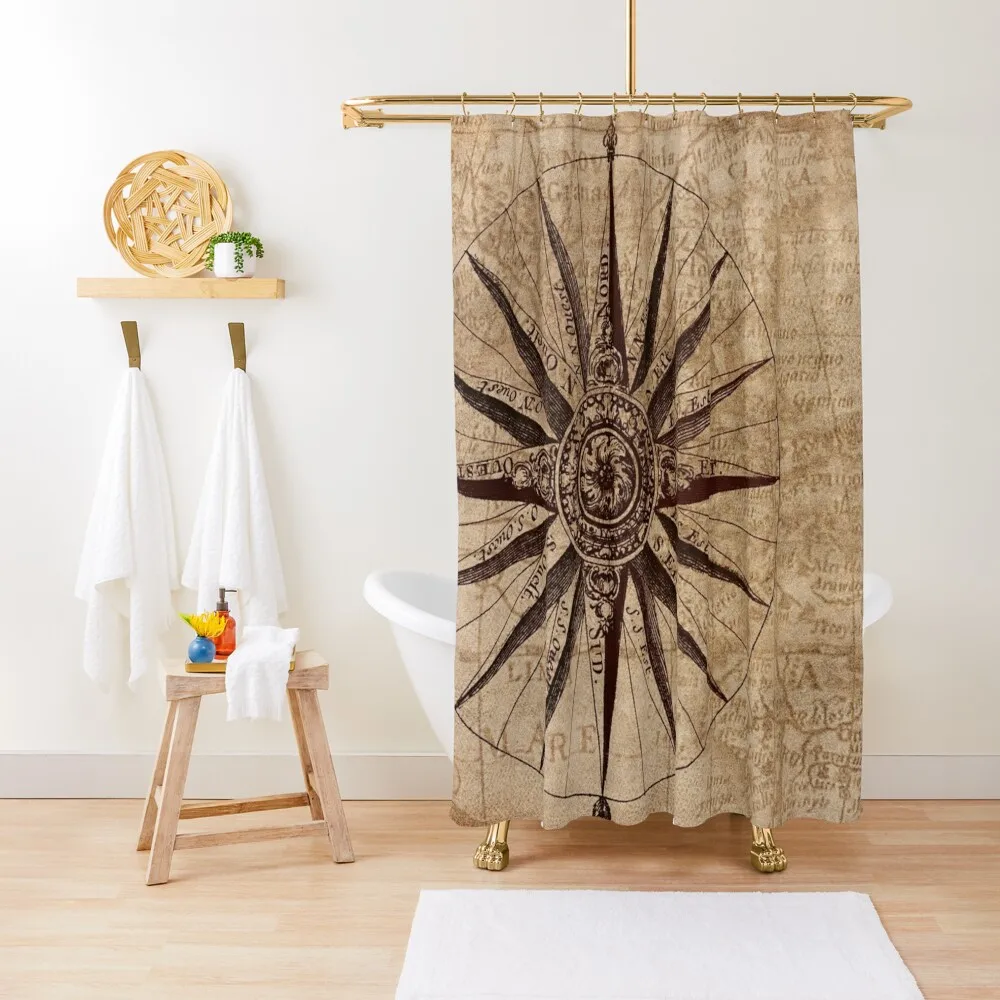 

Vintage Map Compass, Compass, Retro Compass, Map Shower Curtain Waterproof Shower Modern Showers For Bathroom Curtain