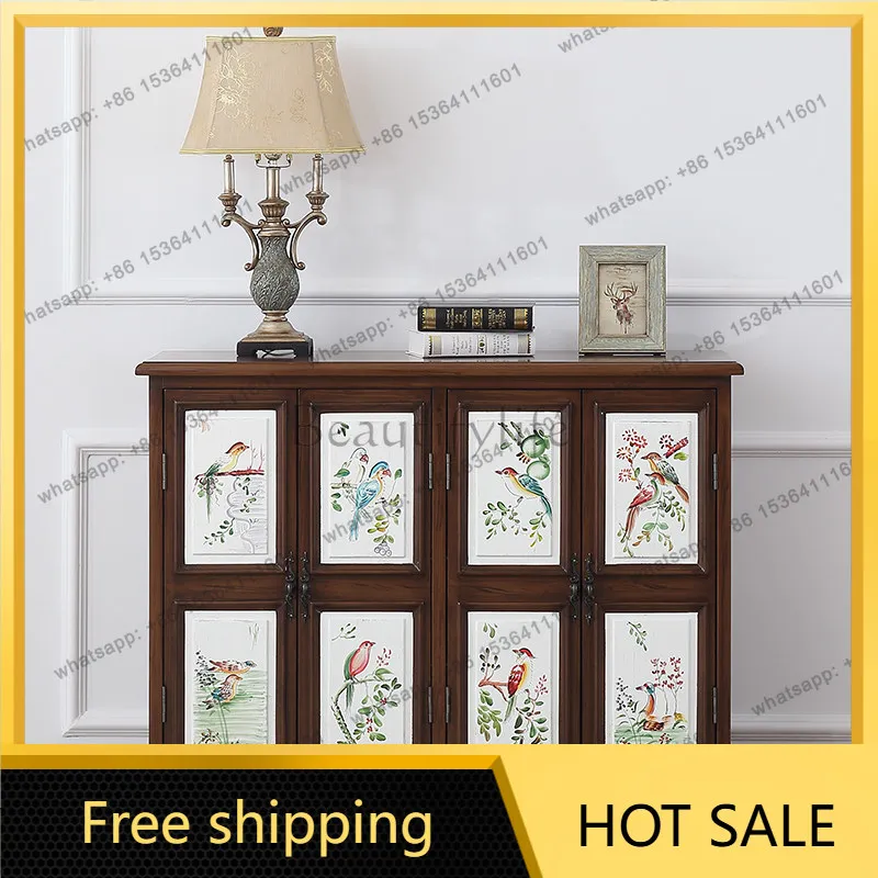 LD American country foyer porch cabinet living room decorative storage cabinet retro painting