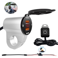 Motorcycle Dual Usb Voltmeter Cell Phone Fast Charger With Switch Waterproof Socket Mobile Phone Plug Power Outlet For Moto